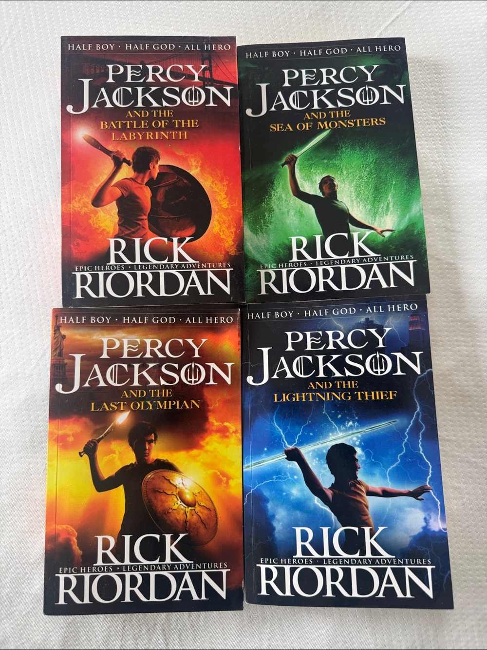 Original Penguin Percy Jackson Book Set - Red, Green, Orange, Blue Covers